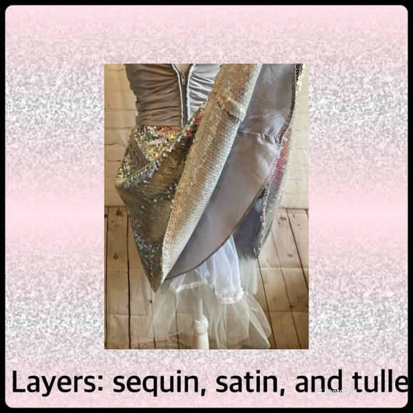 ✈️BLING! 3/4 extra small Silver Masquerade sequin party dress - Picture 3 of 9